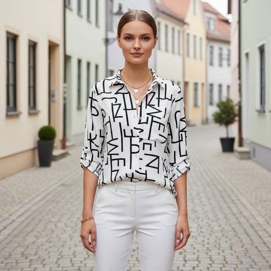 Bluse | Elegant Umlegekrave, Tidløst Design - 3
