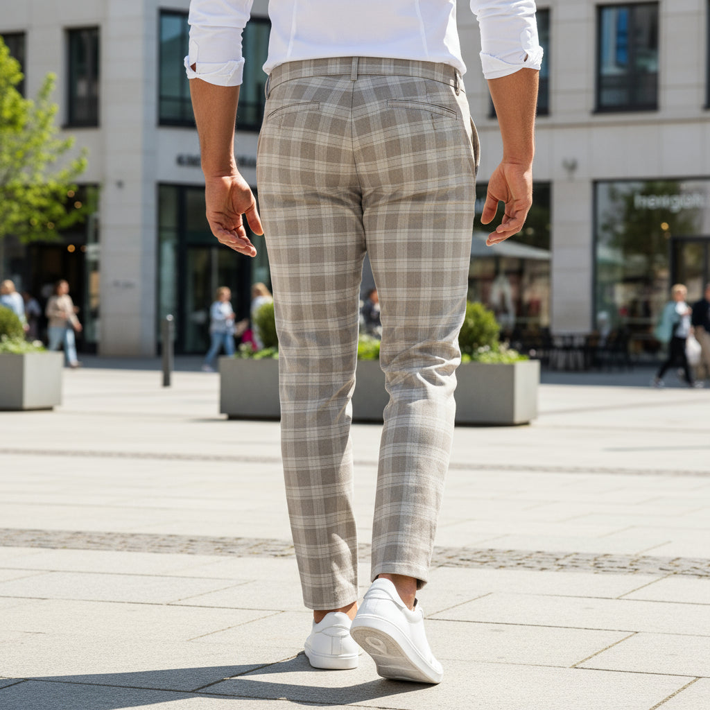 Chino Bukser | Slim Fit Med Karomønster - 2