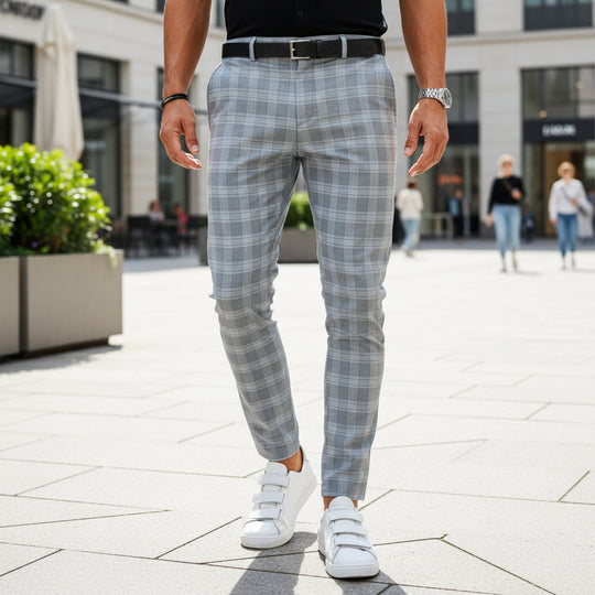 Chino Bukser | Slim Fit Med Karomønster - 4