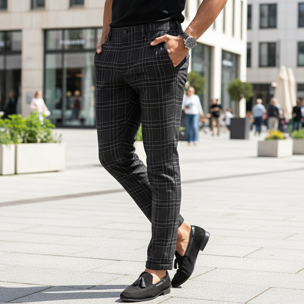 Chino Bukser | Slim Fit Med Karomønster - 5