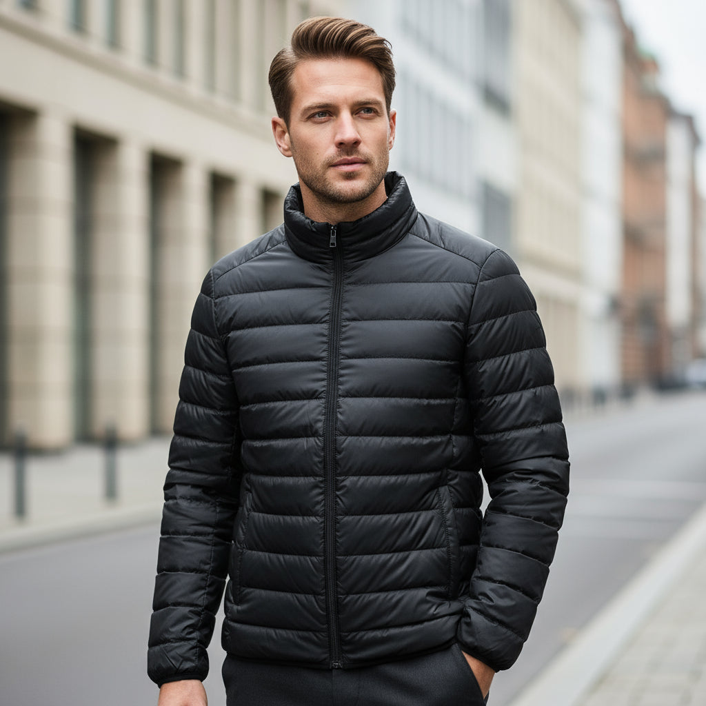 Herrejakke | Stehkrave, Geradlinet Snit, Regular Pasform - 2