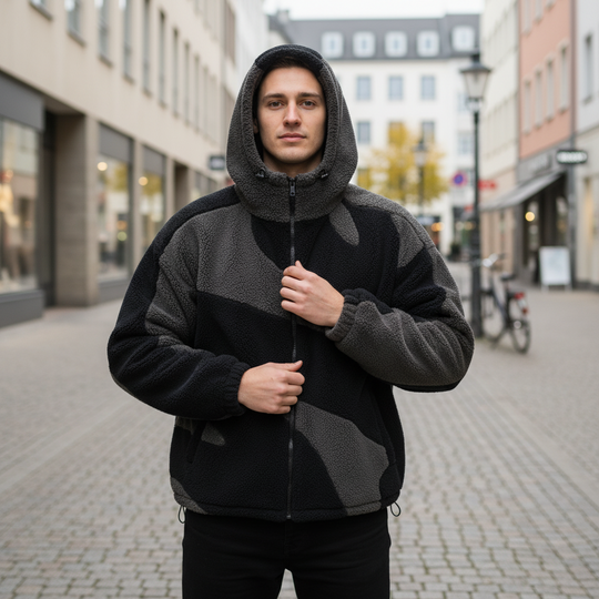 Herrejakke | Afslappet Pasform Med Hætte Og Lynlås - 1