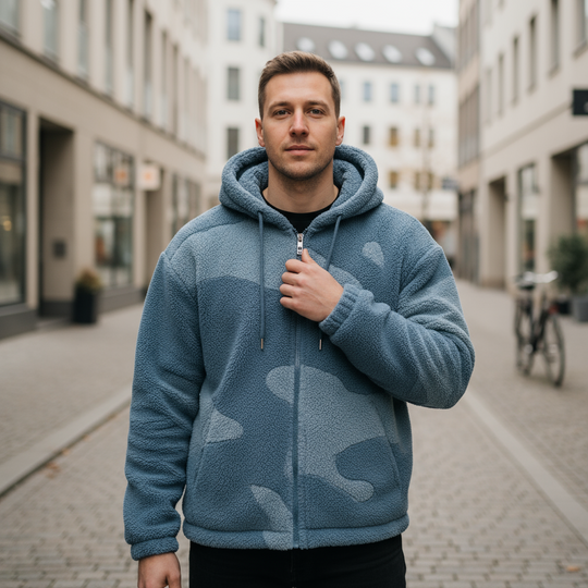 Herrejakke | Afslappet Pasform Med Hætte Og Lynlås - 4