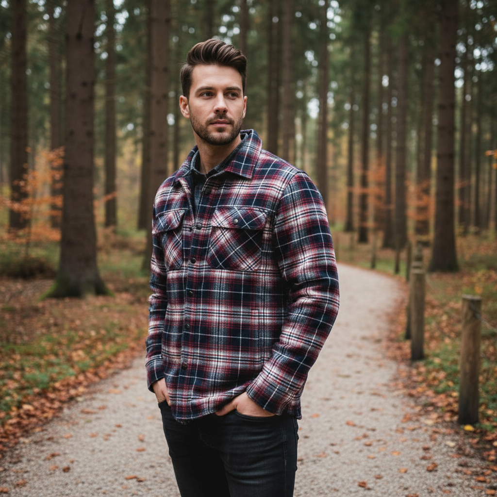 Træjakke | Regulær Pasform, Klassisk Ternet Design - 1