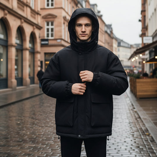 Puffer Jakke | Overdimensioneret Design Med Hætte - 3