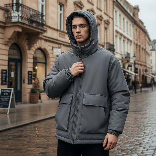 Puffer Jakke | Overdimensioneret Design Med Hætte - 4