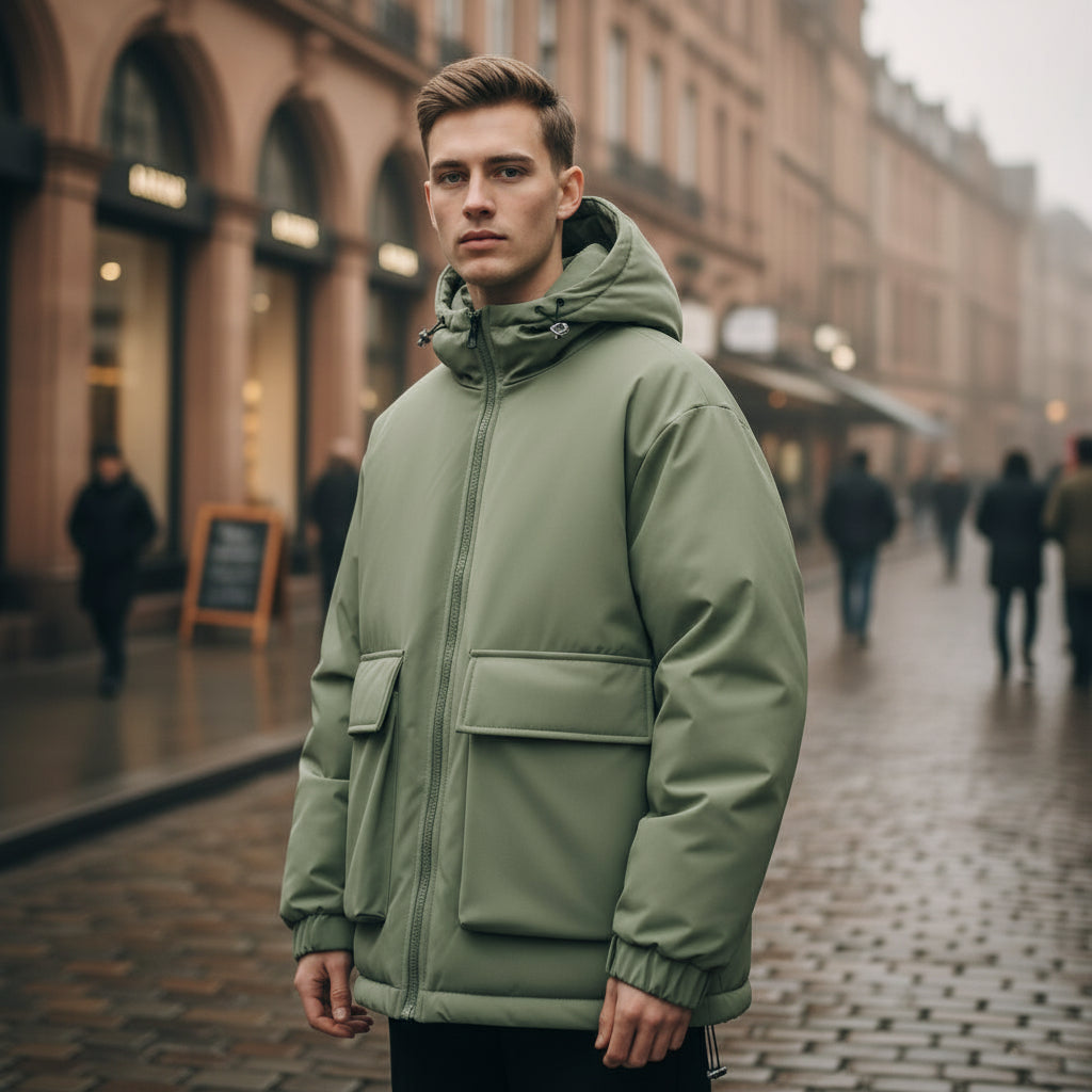 Puffer Jakke | Overdimensioneret Design Med Hætte - 5