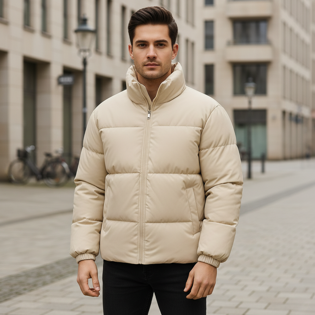 Vinterjakke | Elegant Design Normal Pasform Med Højt Krave - 1