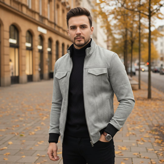 Herrejakke | Ståkrave, Afslappet Pasform, Moderne Design - 1