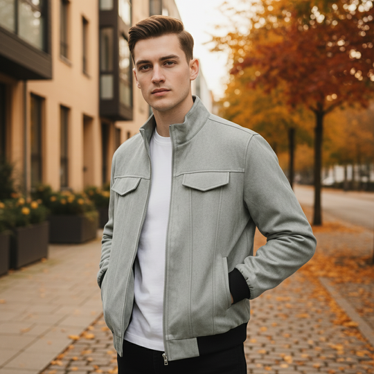 Herrejakke | Ståkrave, Afslappet Pasform, Moderne Design - 2