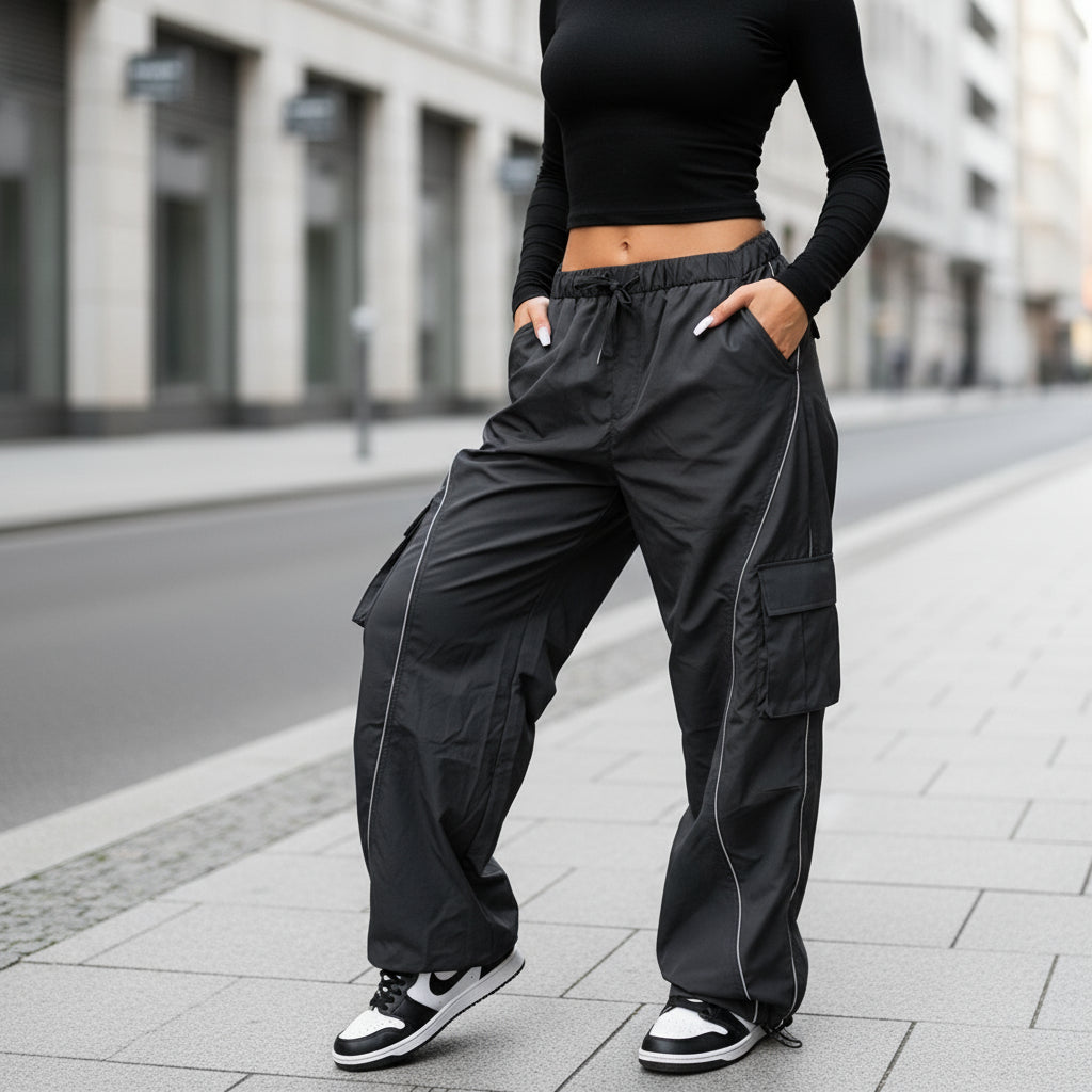 Bukser | Baggy Fit Lav Talje Med Brede Ben - 1