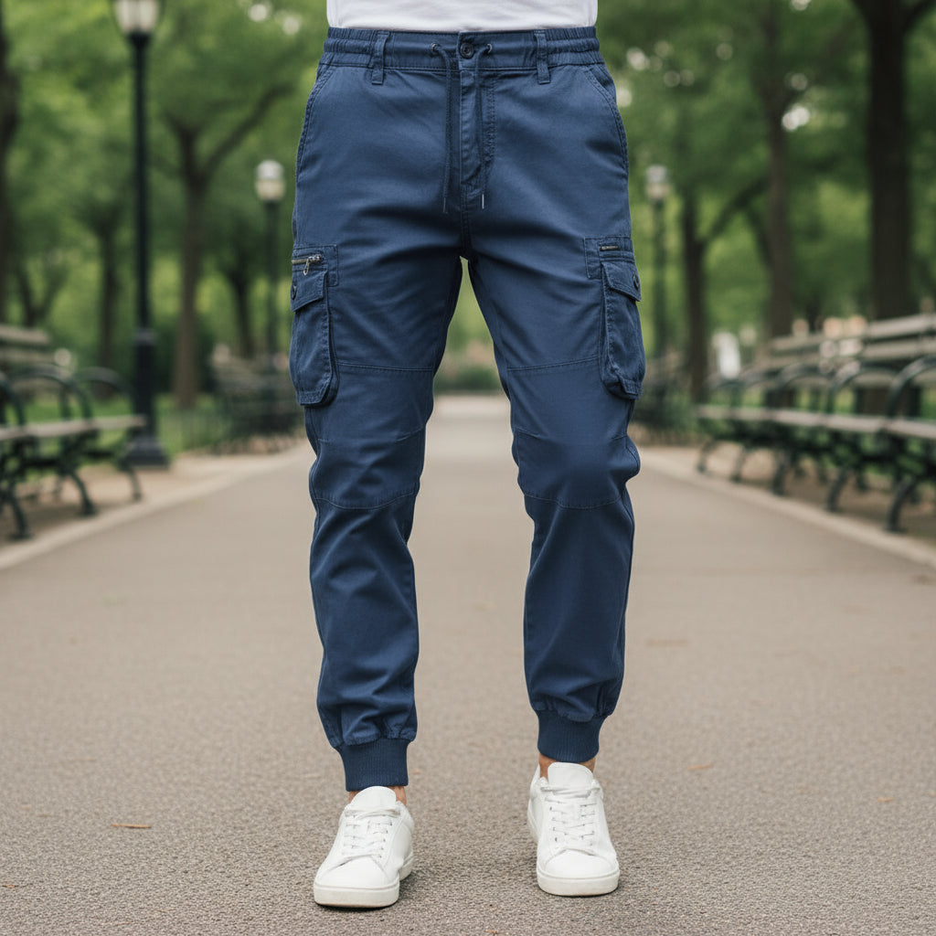 Herre cargo bukser i Danmark – Komfortabel pasform (blå)