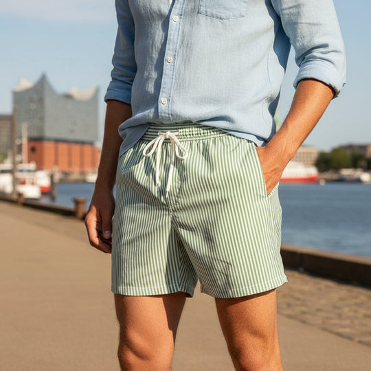 Badeshorts | Afslappet Pasform med Stribet Design | Badebukser Mænd - 5